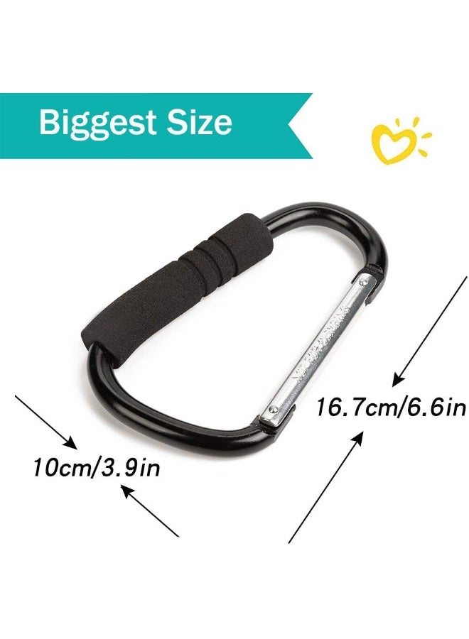 Funbliss Large Buggy Clip 2 Pack 6.6”, Pram Pushchair Stroller Clip, Shopping Accessories Bag Holder Hook Black - Image 4